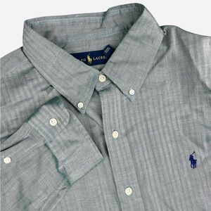 Ralph Lauren Button Down Shirt Mens XL Long Sleeve Lightweight Green 100% Cotton